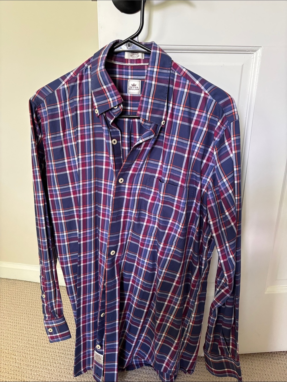 Peter Millar Button-Down Plaid Dress Shirt Medium